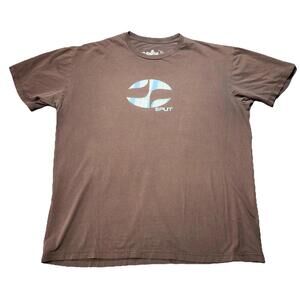 Vintage Mens Y2K Split Skateboarding Gear Brown T Shirt Size L 90s Streetwear